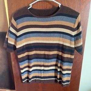 Brown gray stripped shirt